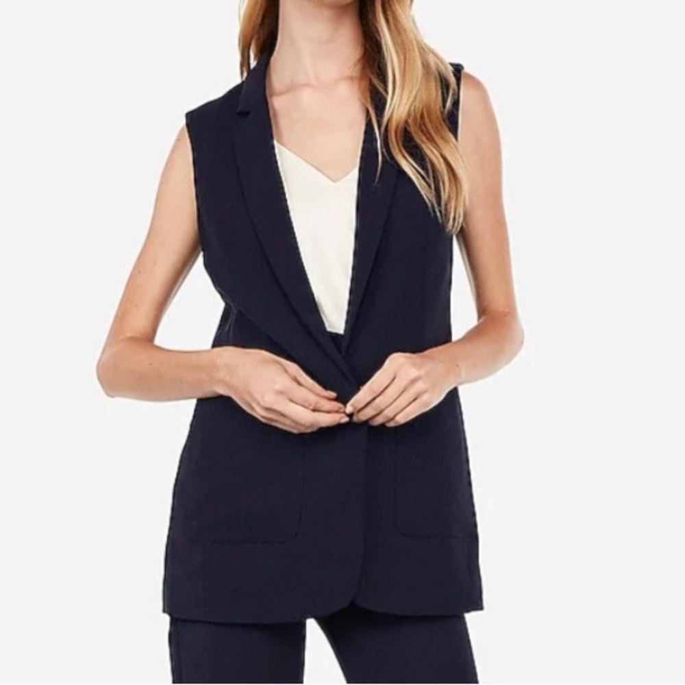 Express Sleeveless Notch Collar Button Blazer